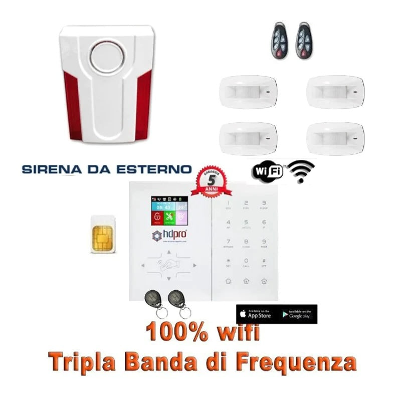 Kit Tendina Antifurto Casa Senza Fili HDPRO-WEB Tripla Banda di Frequenza GSM+WEB Wireless