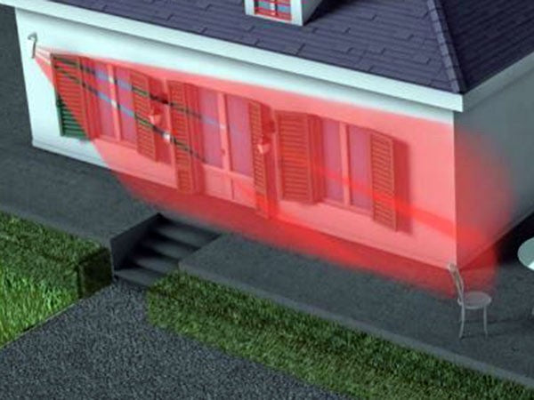 Esempio di posizionamento a barriera di lato al perimetro esterno della abitazione.