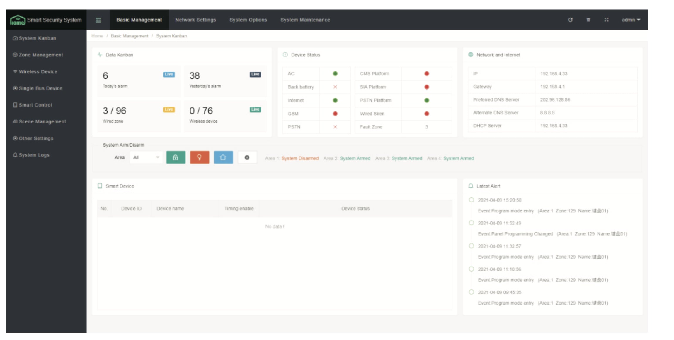 Nuova Centrale Allarme HDPRO-WEB-IRON tripla frequenza LAN+GSM+GPRS+SMS