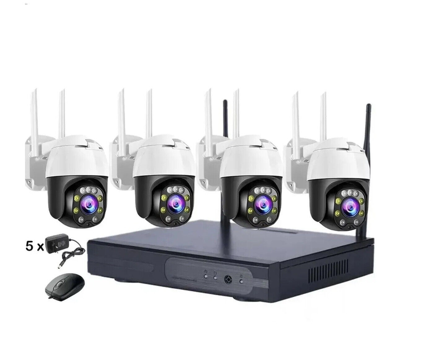 KIT VIDEOSORVEGLIANZA DOME WIRELESS FULL HD IP 4 TELECAMERE 2 MPX  WIFI DA REMOTO SENZA FILI