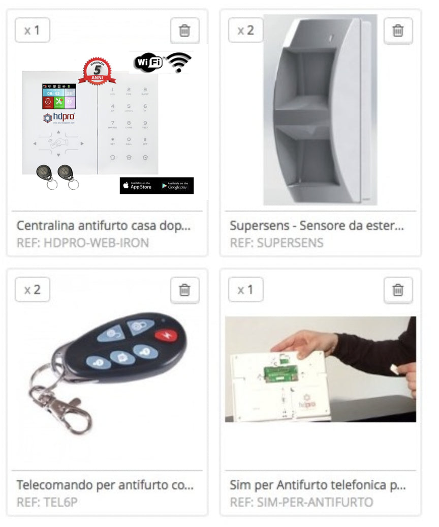 Kit antifurto gsm senza fili per ponteggi