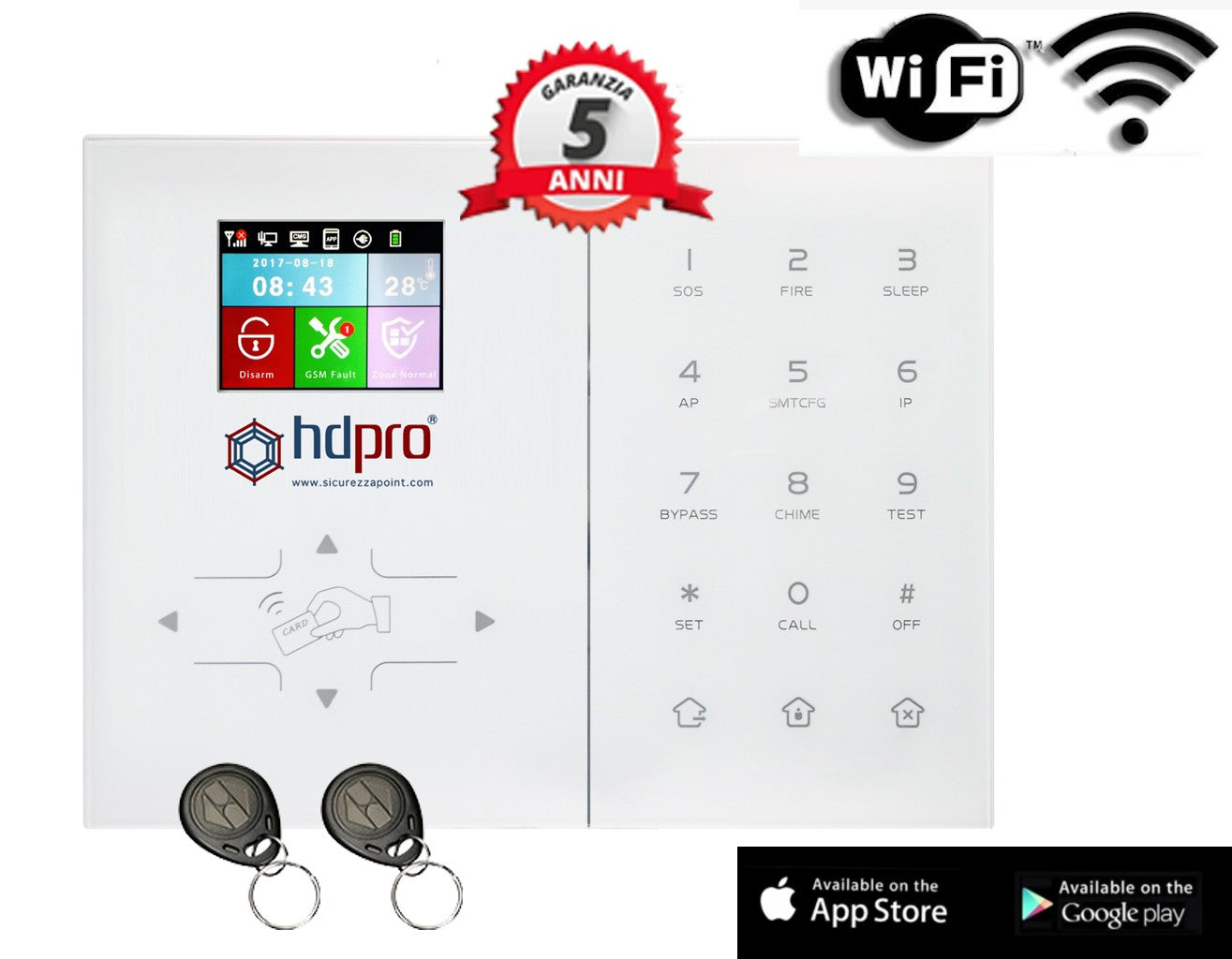 Centrale Antifurto WIFI HDPRO 4G TOP WIFI+GSM COLOUR tripla frequenza  HDPRO® App e 2 Proxy