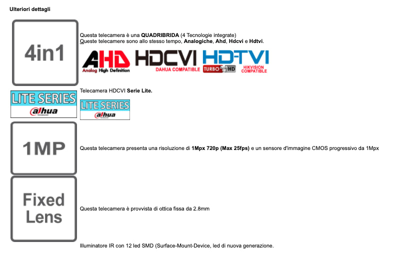 KIT DAHUA HDCVI TELECAMERE IBRIDE 4in1 2.8mm + DVR 4 5MPX + HD 500GB
